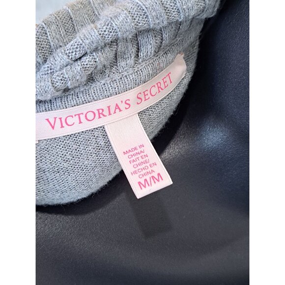 Victorias Secret Cashmere Bld Gray Off Shoulder Ribbed Knit Oversized Sweater M - Picture 5 of 9
